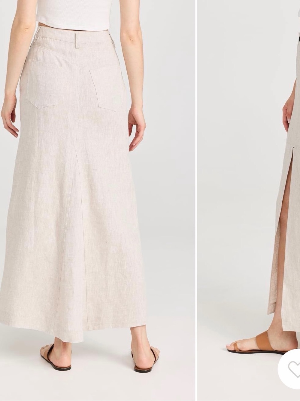 Women's Cream Linen Blend Midi Skirt with Front Slit - Picture 7 of 11